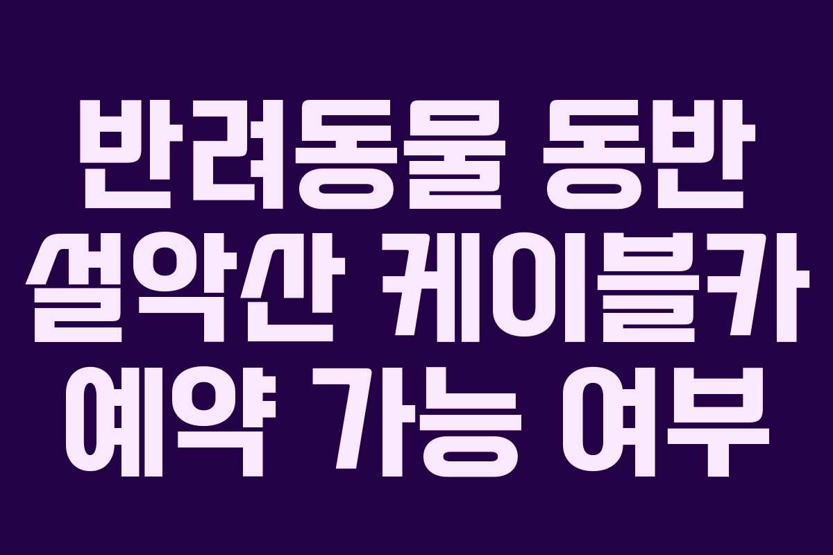 반려동물-동반-설악산-케이블카-예약-가능-여부