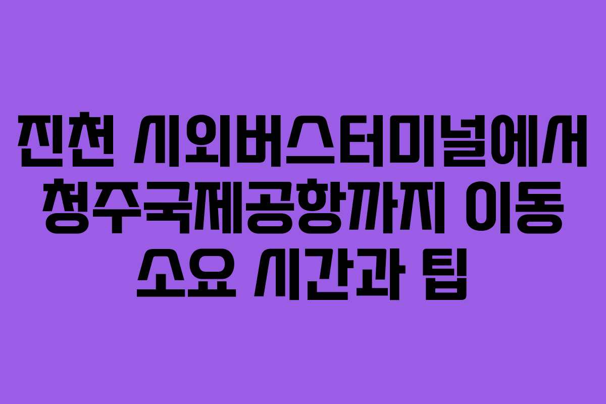 진천-시외버스터미널에서-청주국제공항까지-이동-소요-시간과-팁