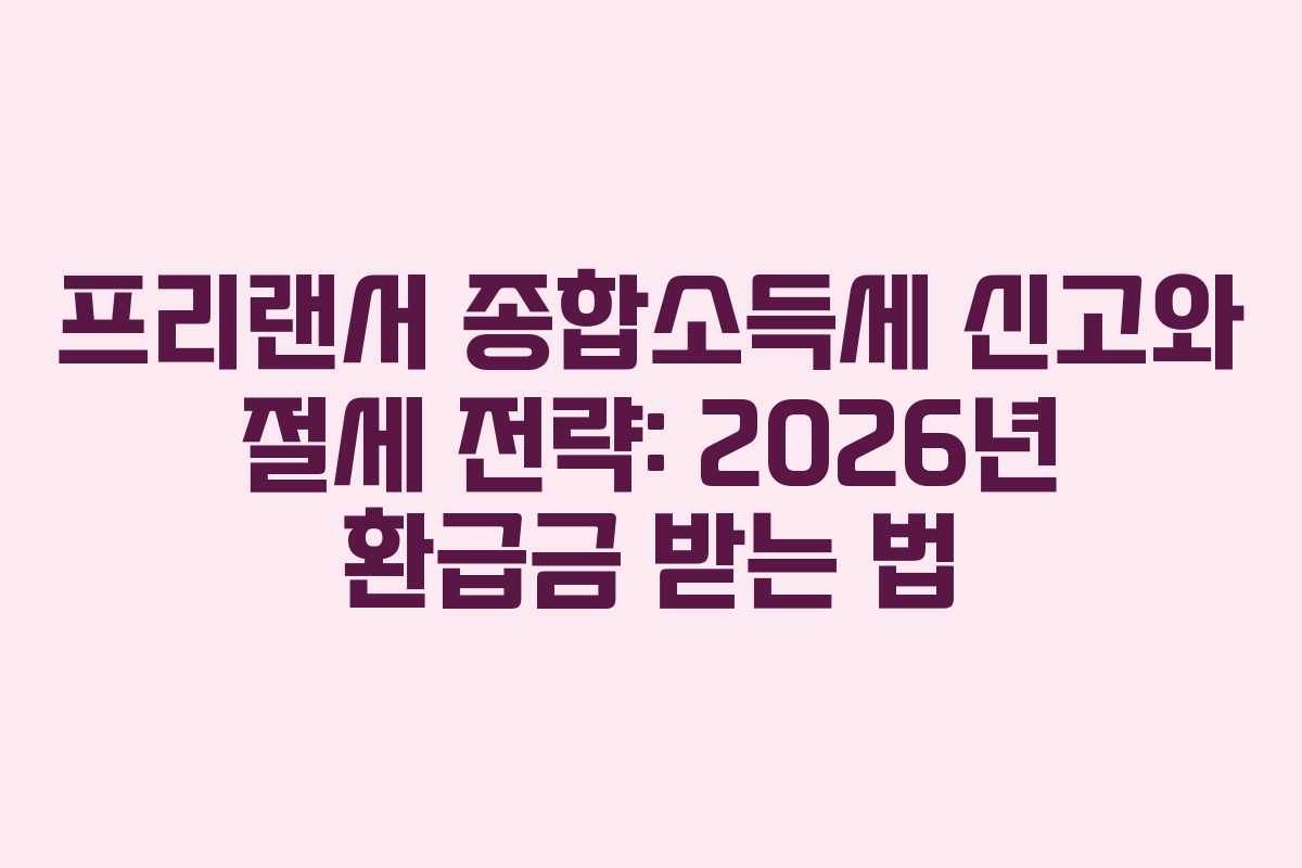 프리랜서-종합소득세-신고와-절세-전략-2026년-환급금-받는-법