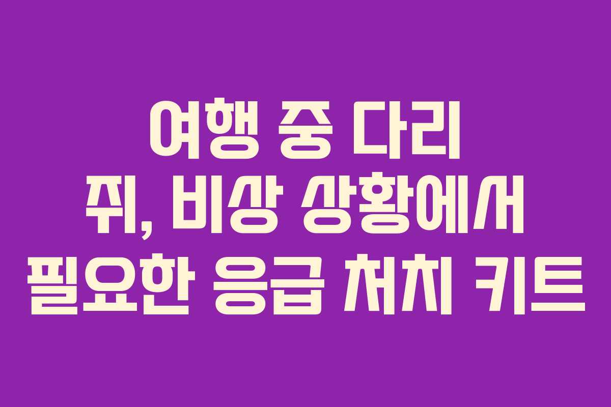 여행-중-다리-쥐,-비상-상황에서-필요한-응급-처치-키트