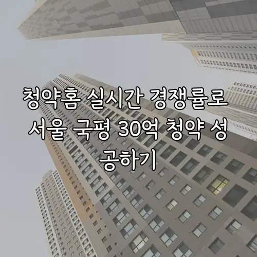청약홈 실시간 경쟁률로 서울 국평 30억 청약 성공하기