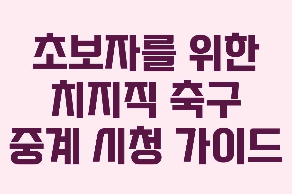초보자를-위한-치지직-축구-중계-시청-가이드
